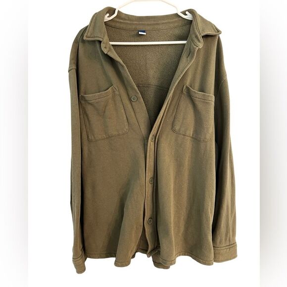 Old Navy Fleece-Lined Shirt Jacket – Olive Green, Size XL - Picture 2 of 7